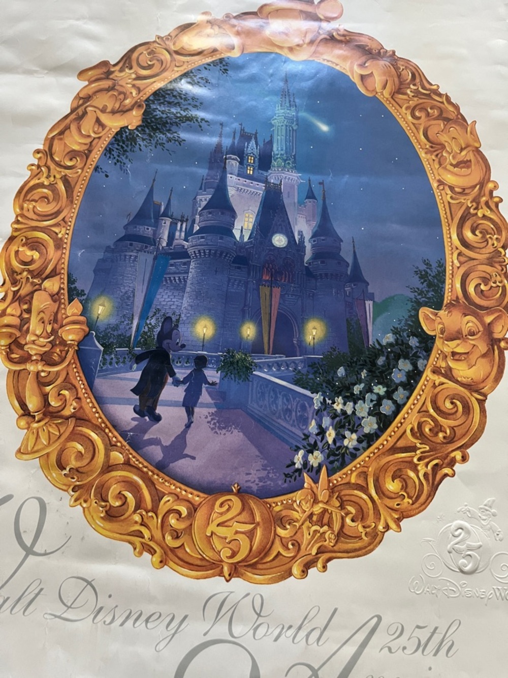 WALT DISNEY WORLD Gold 25th Anniversary Collectible Poster Print Castle 16x20"